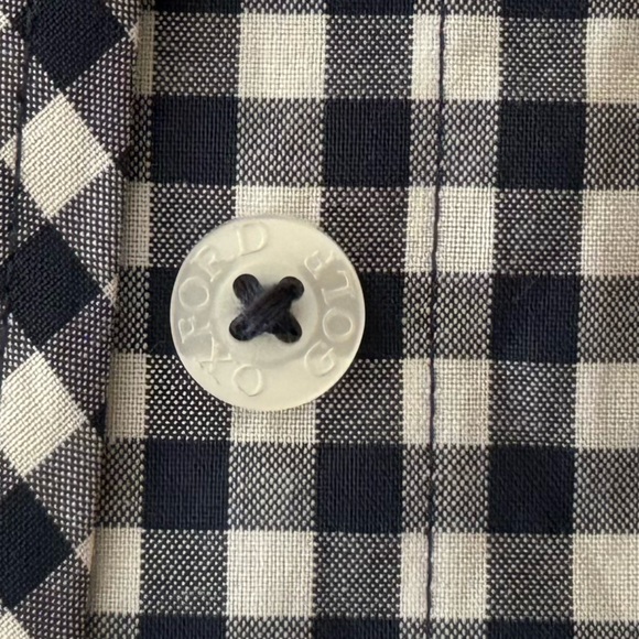 NWT Oxford Golf Navy Gingham Sleeveless Button Down Shirt - Medium - Picture 5 of 6